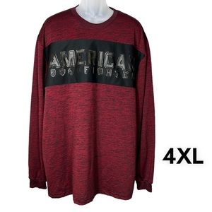 American Fighter Mens 4XL Burgundy & Black Heather L/S Raise Logo On Chest Shirt